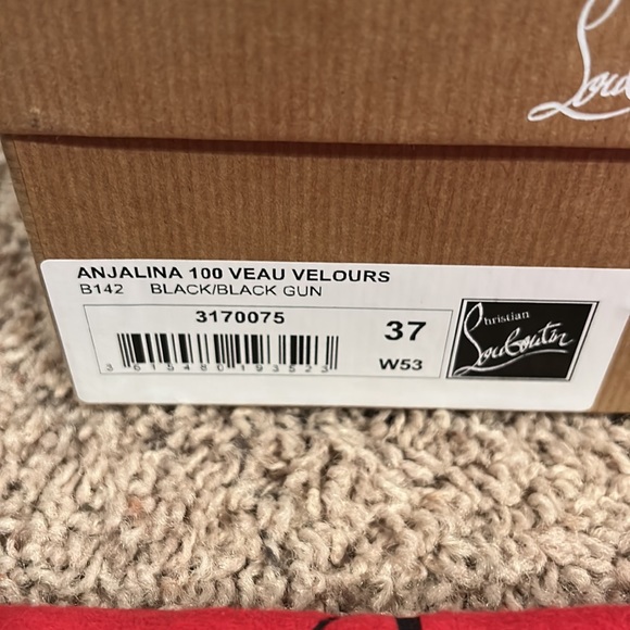 Christian Louboutin Anjalina 100 Veau Velours Black Gun Size 37 - Picture 2 of 9